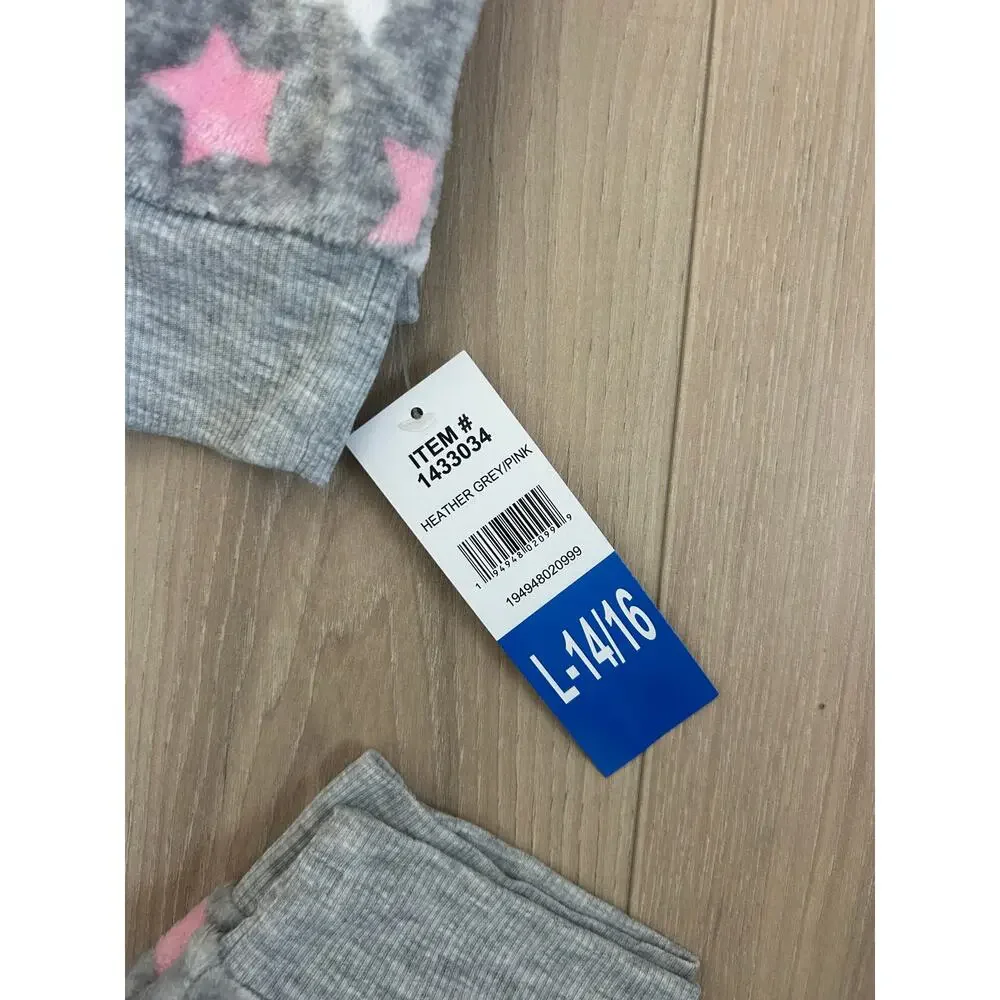 BCBG Girls Gray & Pink Star Print Lounge Jogger Pants and Sweater Set NEW 14/16